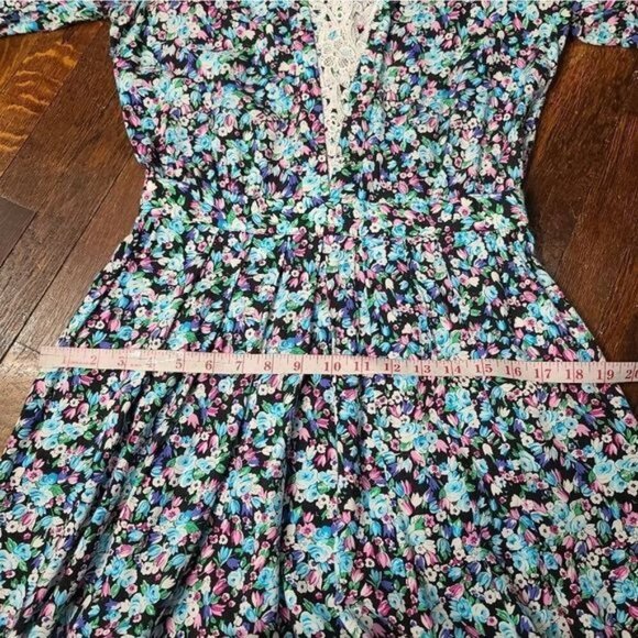 Vintage Dainty Blue Pink Cottagecore Floral Dress - Picture 12 of 16